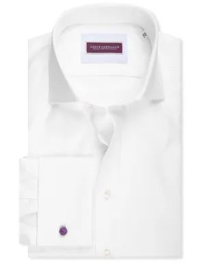 Slim Fit Twill Double Cuff Shirt White