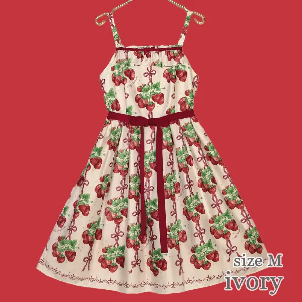 Strawberry Ribbon Tree Jumperskirt Dress