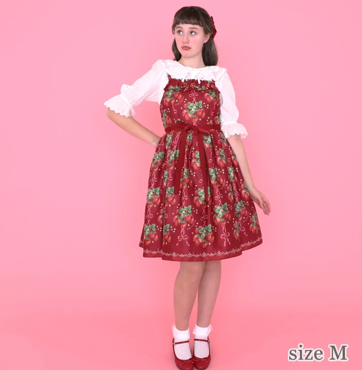 Strawberry Ribbon Tree Jumperskirt Dress