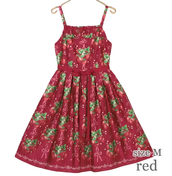 Strawberry Ribbon Tree Jumperskirt Dress