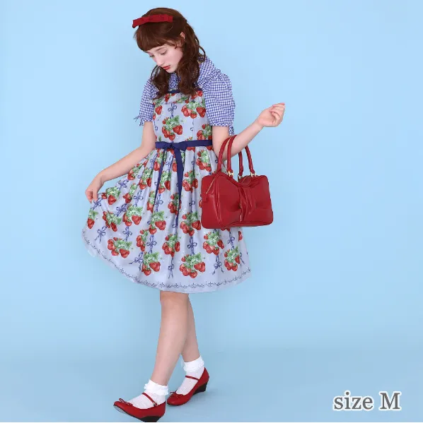 Strawberry Ribbon Tree Jumperskirt Dress