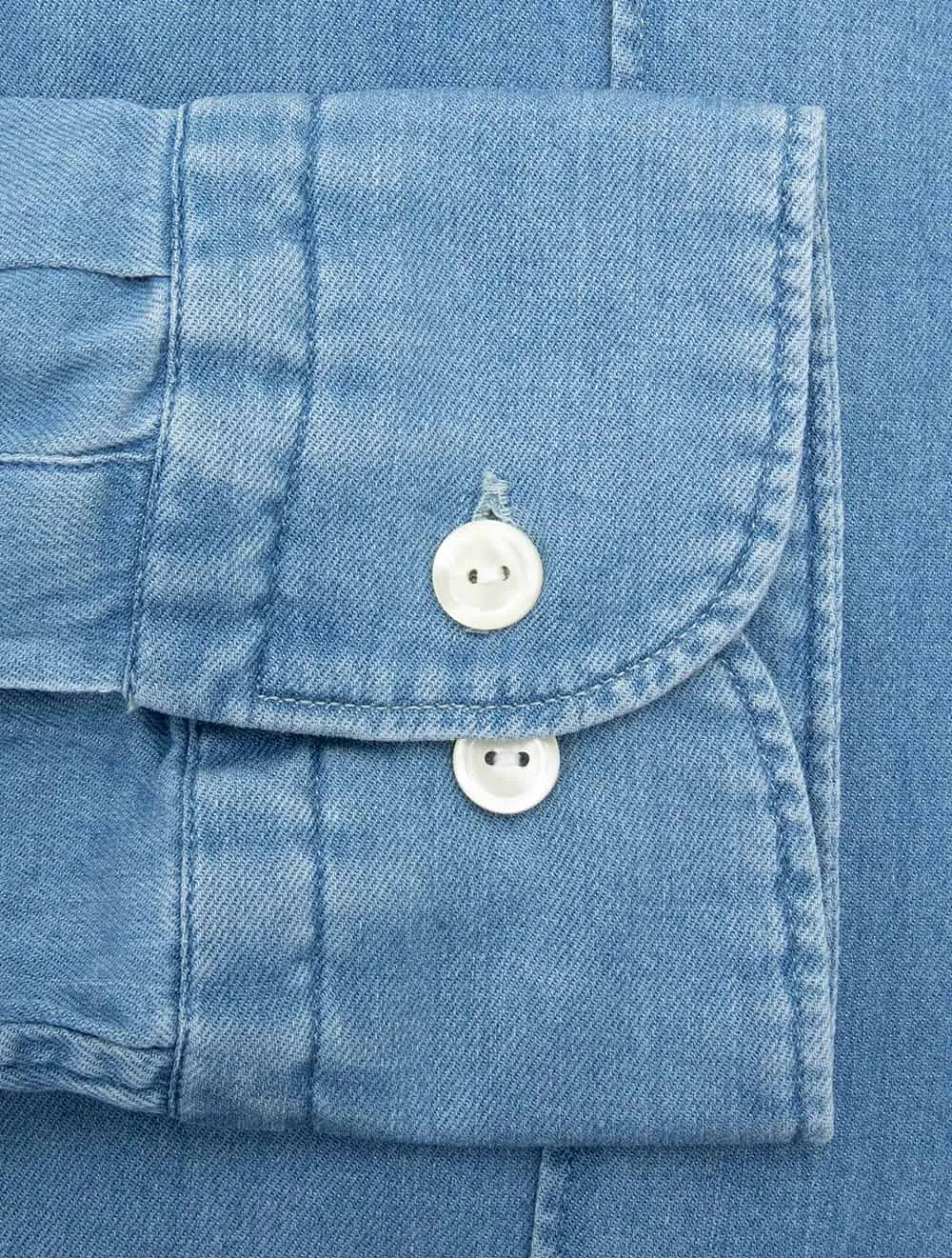 Stretch Denim Slim Fit Shirt Blue