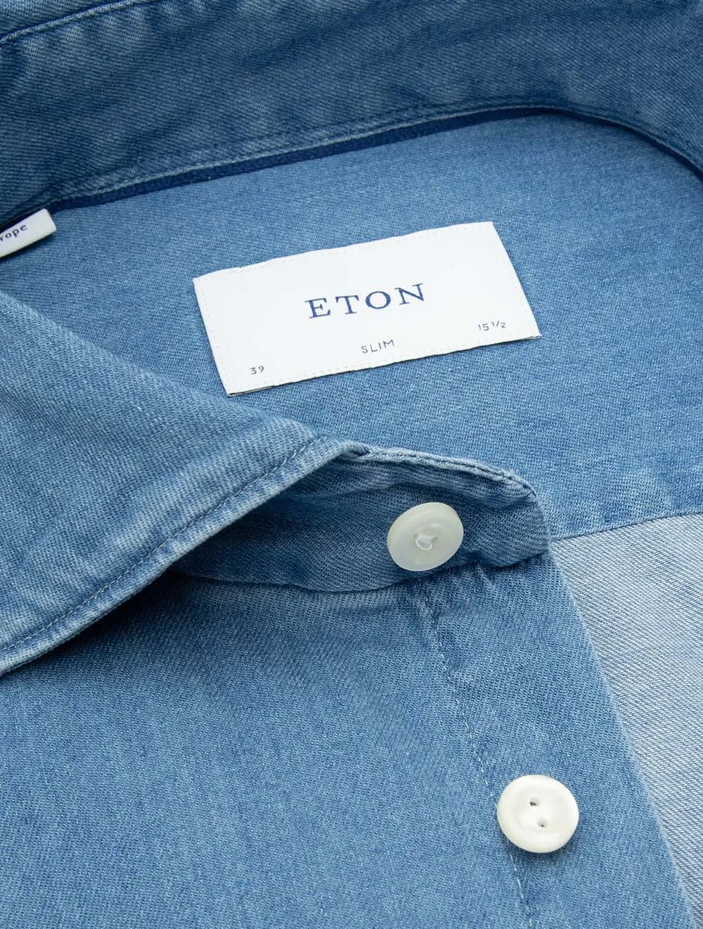Stretch Denim Slim Fit Shirt Blue