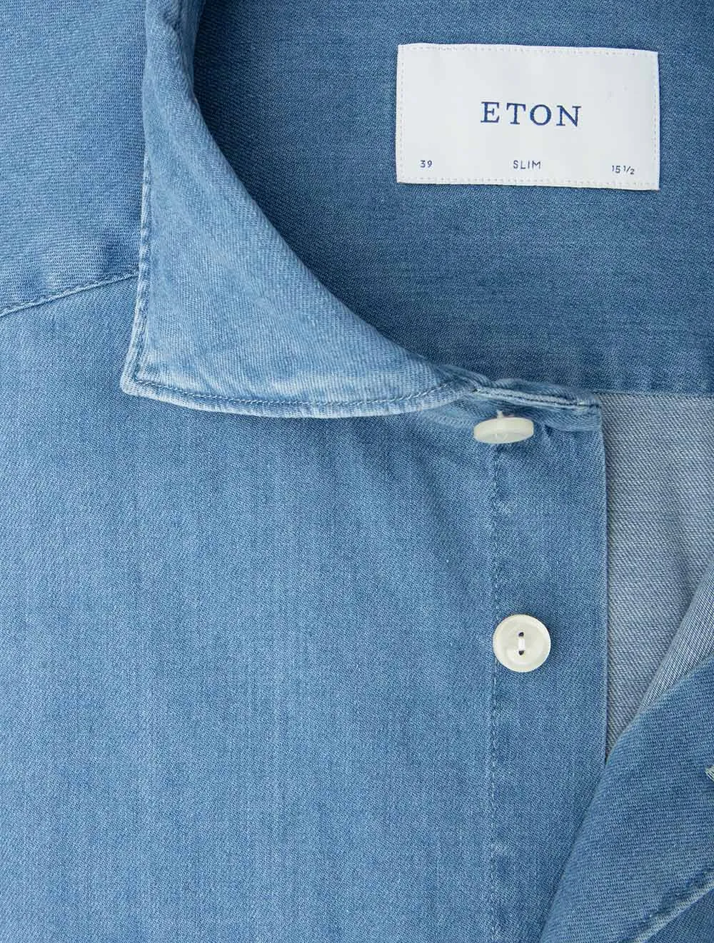 Stretch Denim Slim Fit Shirt Blue