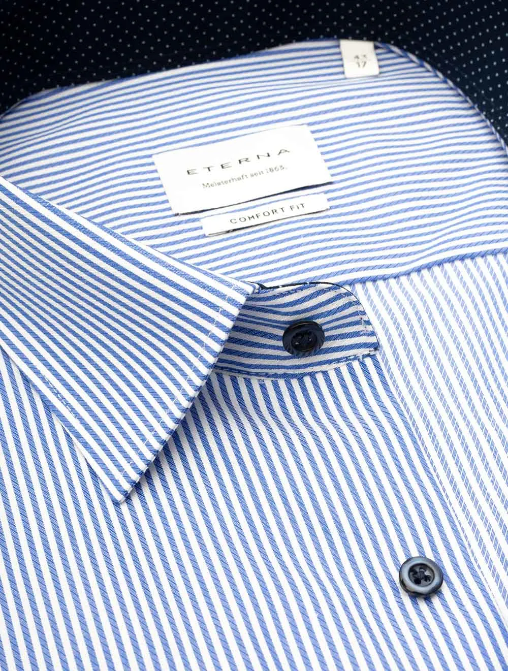 Stripe Cotton Comfort Fit Shirt Blue