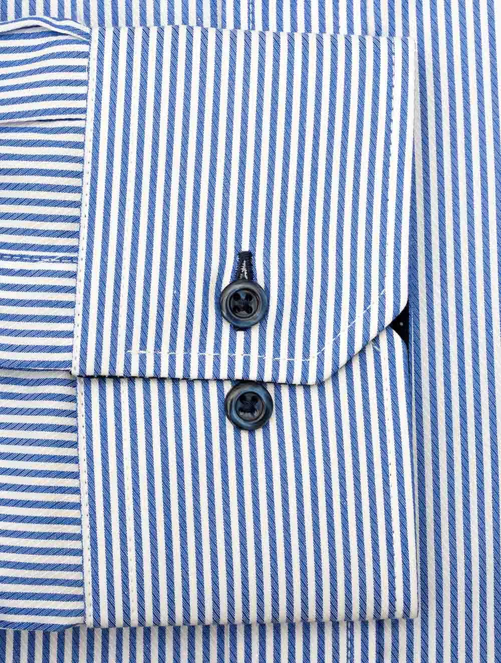 Stripe Cotton Comfort Fit Shirt Blue