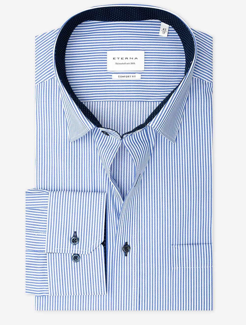Stripe Cotton Comfort Fit Shirt Blue