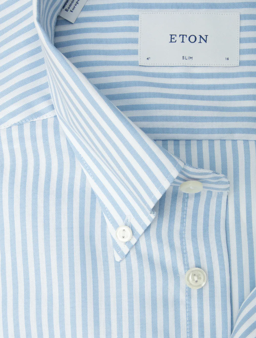 Stripe Signature Oxford Slim Fit Shirt Light Blue