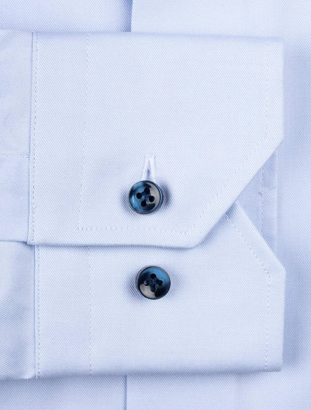 Super Slim Plain Contrast Button Shirt Blue