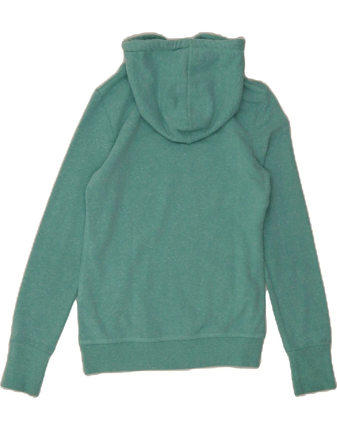 SUPERDRY Womens Graphic Hoodie Jumper UK 6 XS Turquoise Flecked Polyester