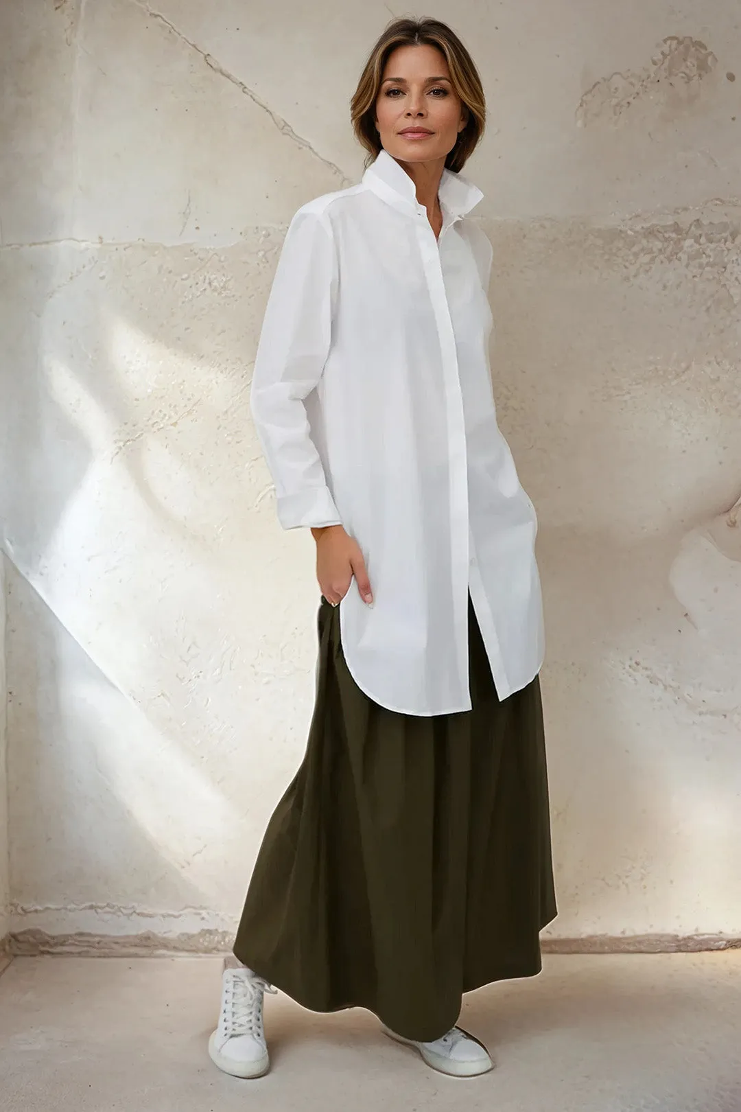 THE PERFECT SHIRT LENGTHENED IN ITALIAN COTTON STRETCH