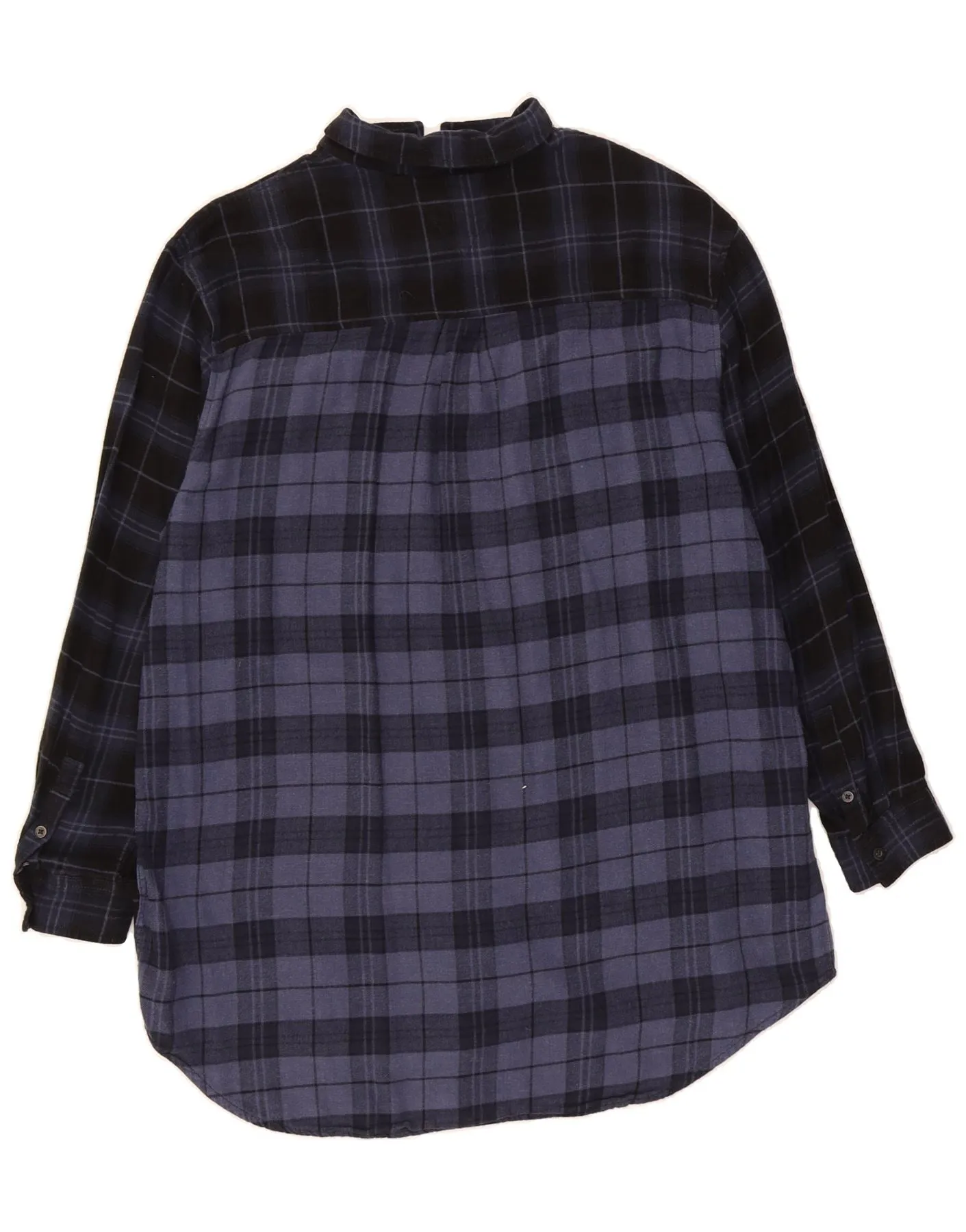 TOMMY HILFIGER Womens Longline Flannel Shirt UK 18 XL Navy Blue Check