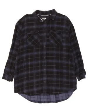 TOMMY HILFIGER Womens Longline Flannel Shirt UK 18 XL Navy Blue Check