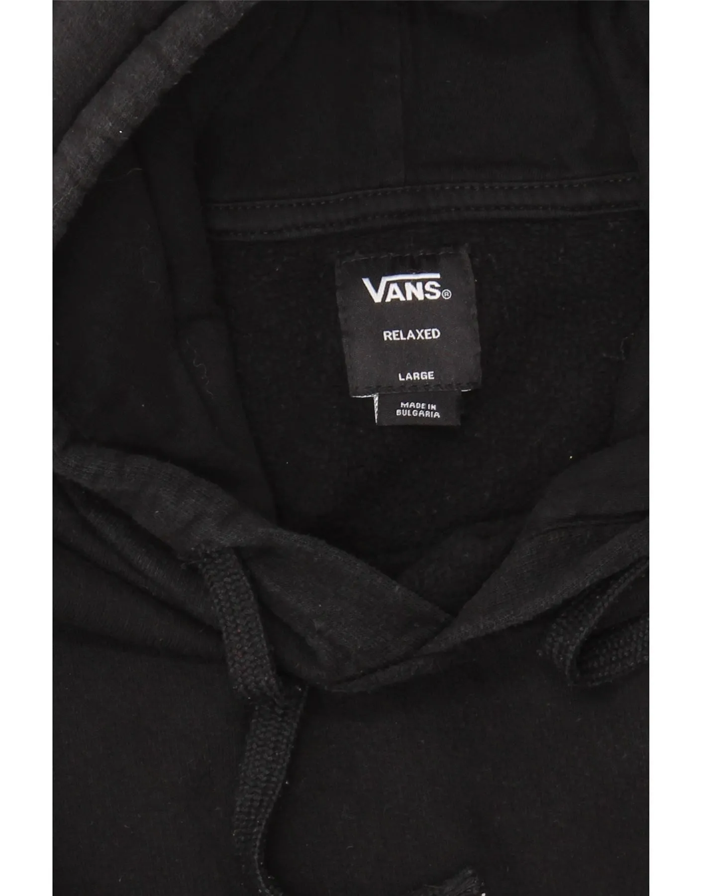 VANS Womens Relaxed Fit Hoodie Jumper UK 16 Large Black Cotton