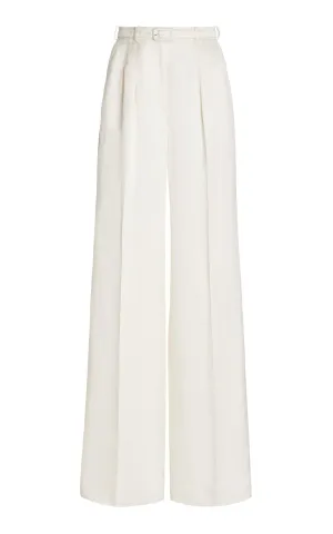 Vargas Pant in Ivory Silk Linen Satin
