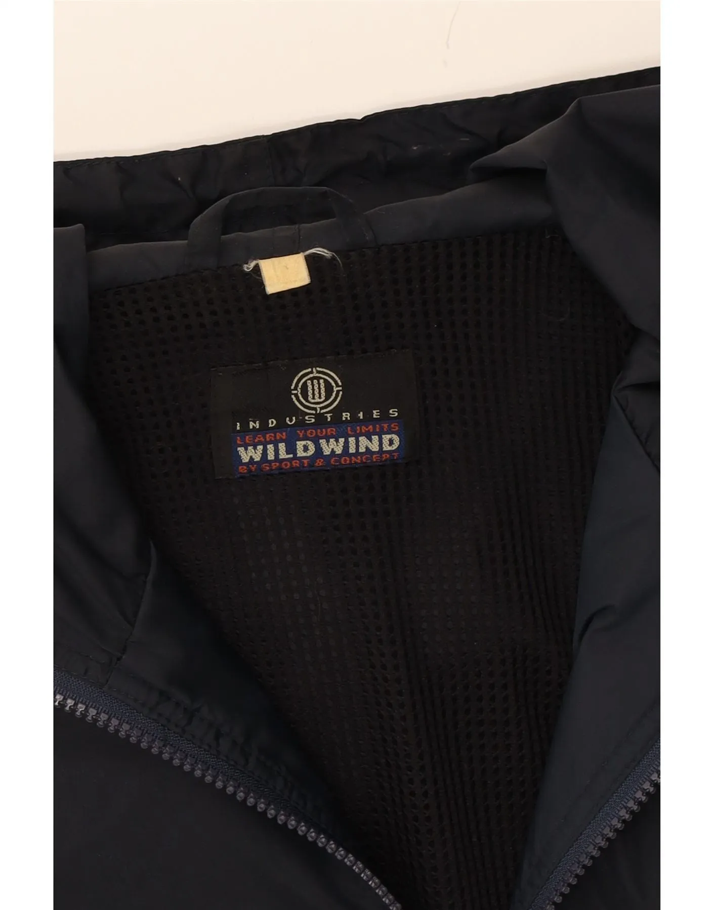 VINTAGE Mens Hooded Windbreaker Jacket UK 40 Large Navy Blue