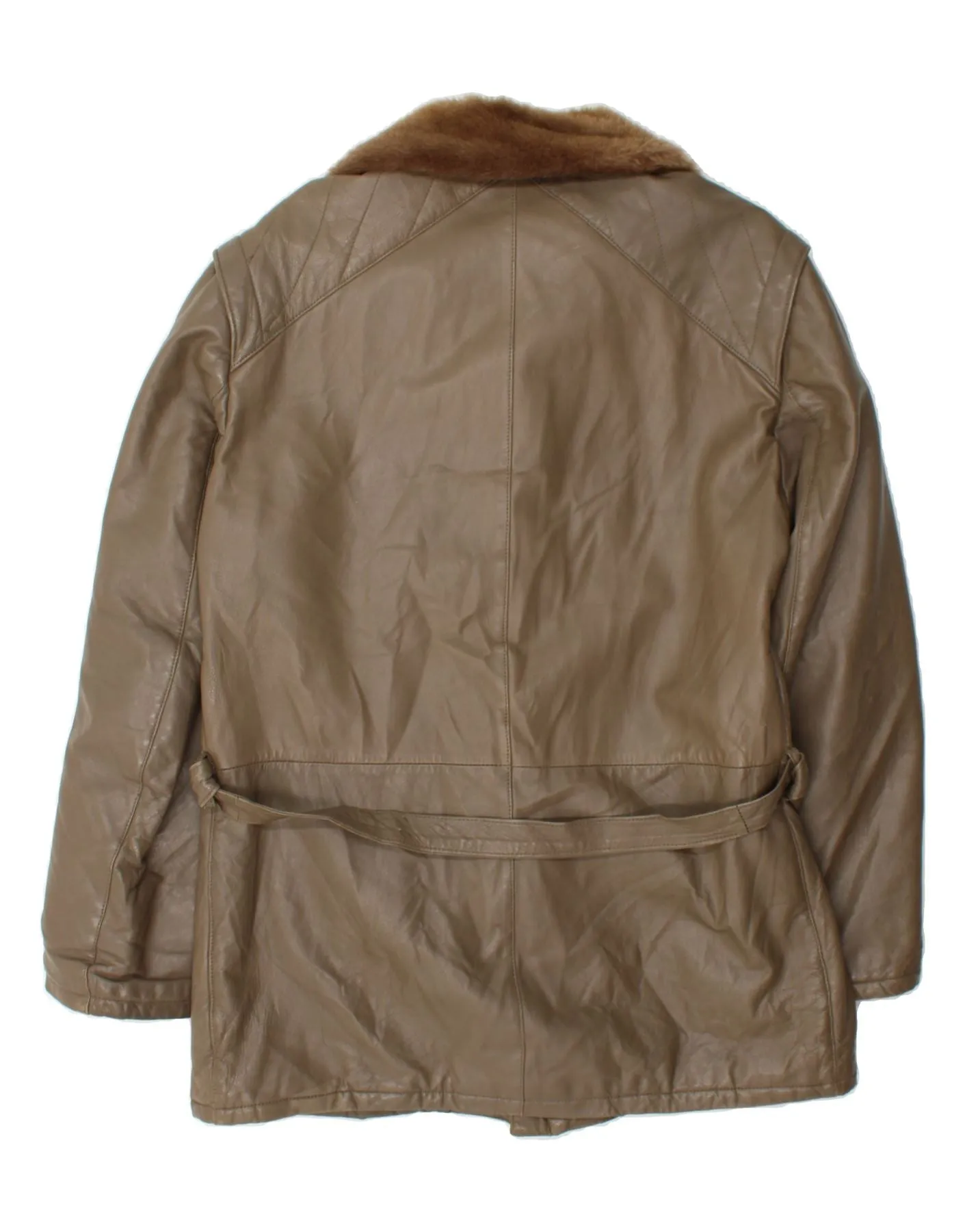 VINTAGE Mens Leather Coat UK 36 Small Brown Leather