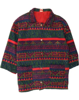 VINTAGE Mens Overcoat UK 42 XL Multicoloured Fair Isle Polyester