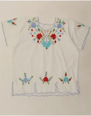 VINTAGE Womens Blouse Top UK 18 XL White Floral