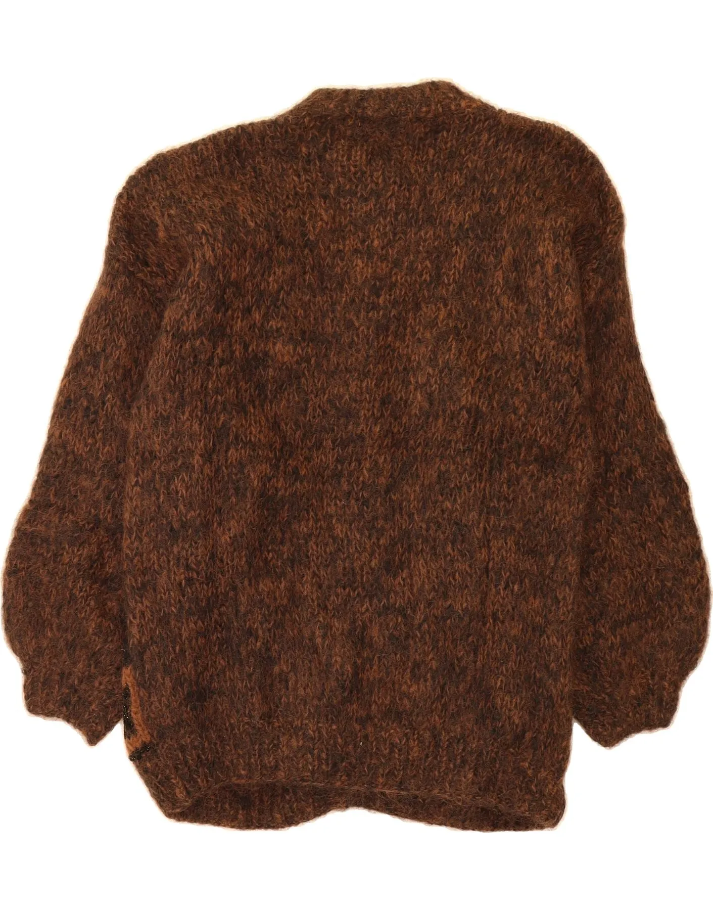 VINTAGE Womens Oversized Cardigan Sweater UK 18/ XL Brown Geometric Wool