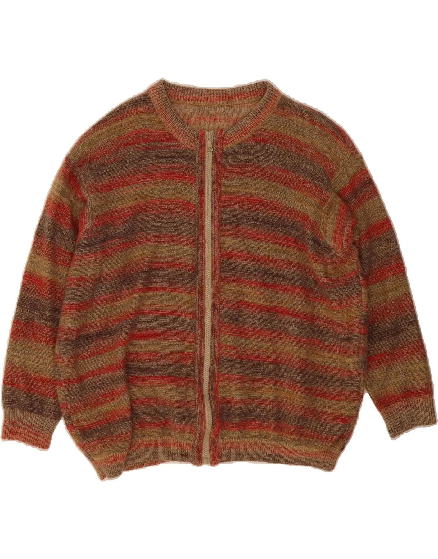 VINTAGE Womens Oversized Cardigan Sweater UK 18 XL Multicoloured Striped