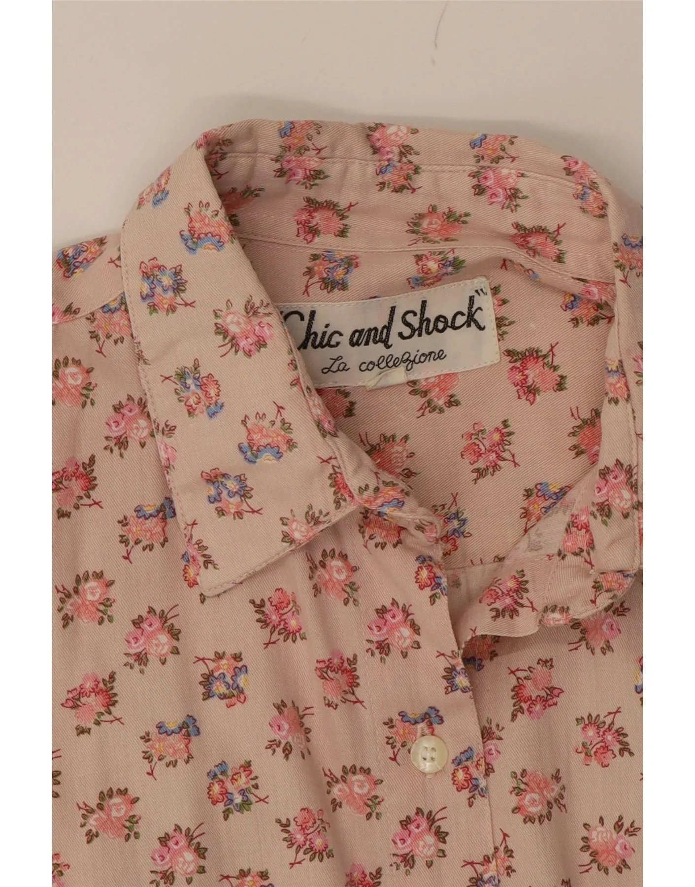 VINTAGE Womens Shirt UK 16 Large Pink Floral Cotton
