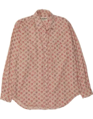 VINTAGE Womens Shirt UK 16 Large Pink Floral Cotton