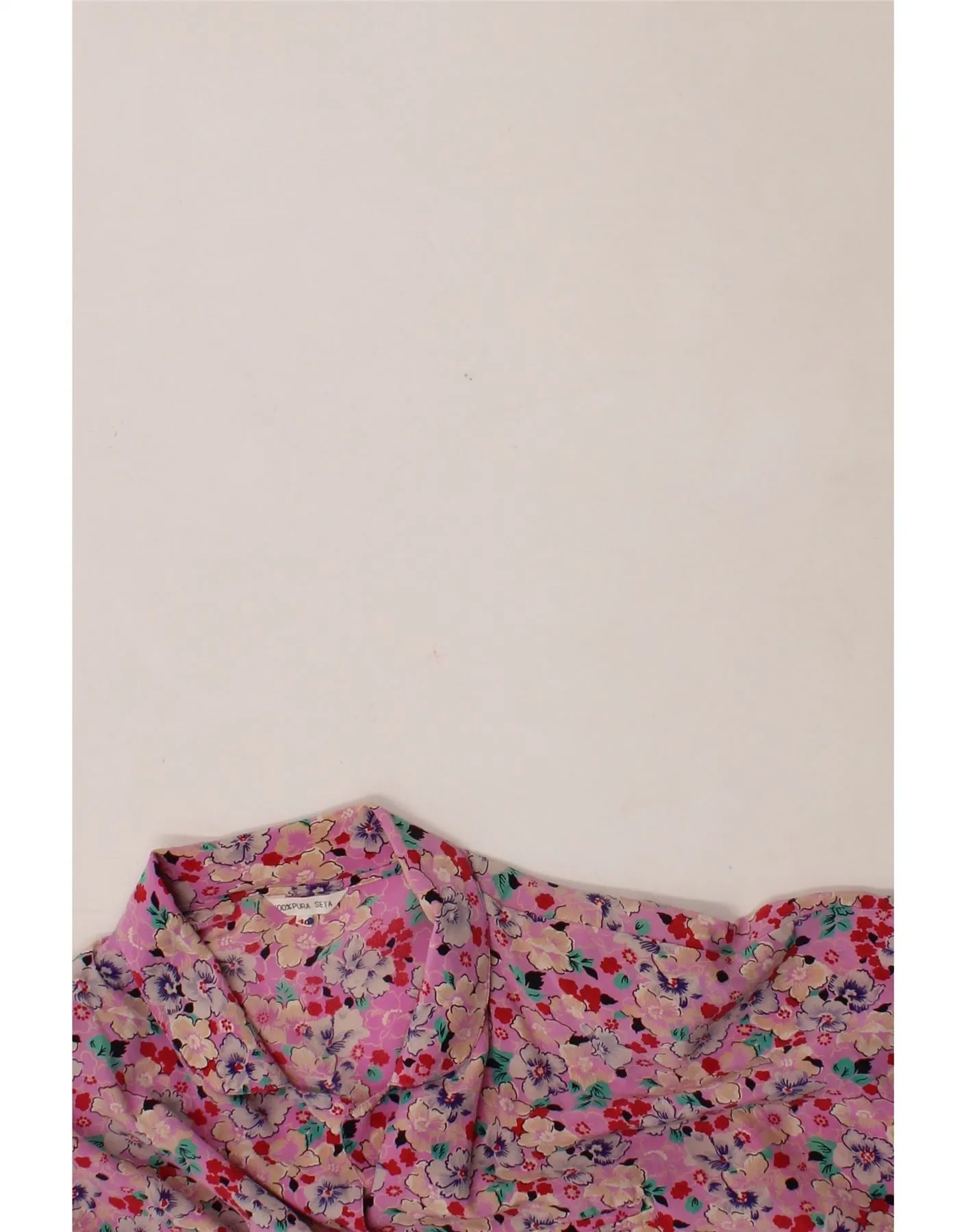 VINTAGE Womens Short Sleeve Shirt EU 40 Medium Pink Floral Cotton