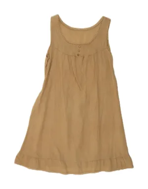 VINTAGE Womens Sleeveless A-Line Dress UK 14 Medium Beige