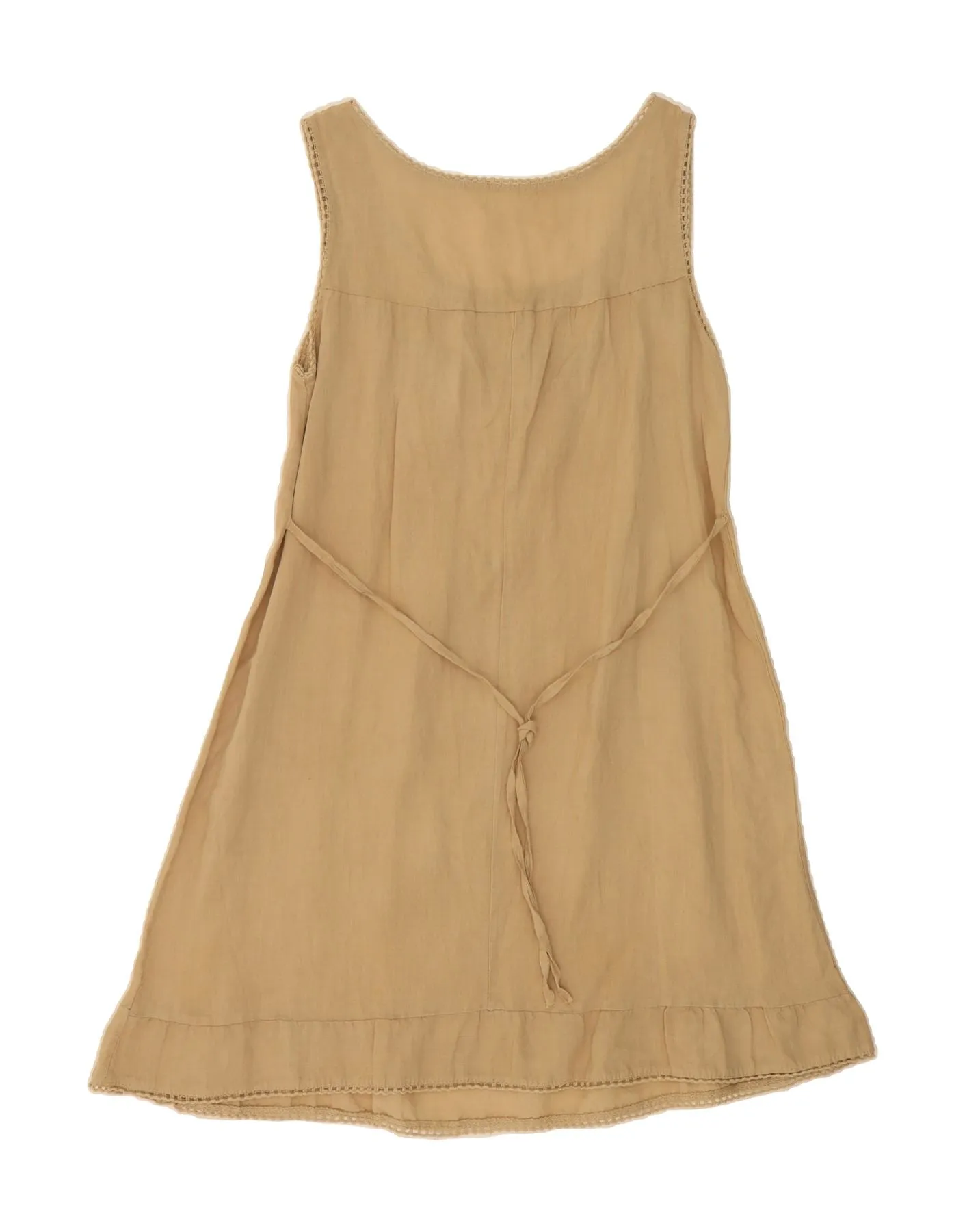 VINTAGE Womens Sleeveless A-Line Dress UK 14 Medium Beige
