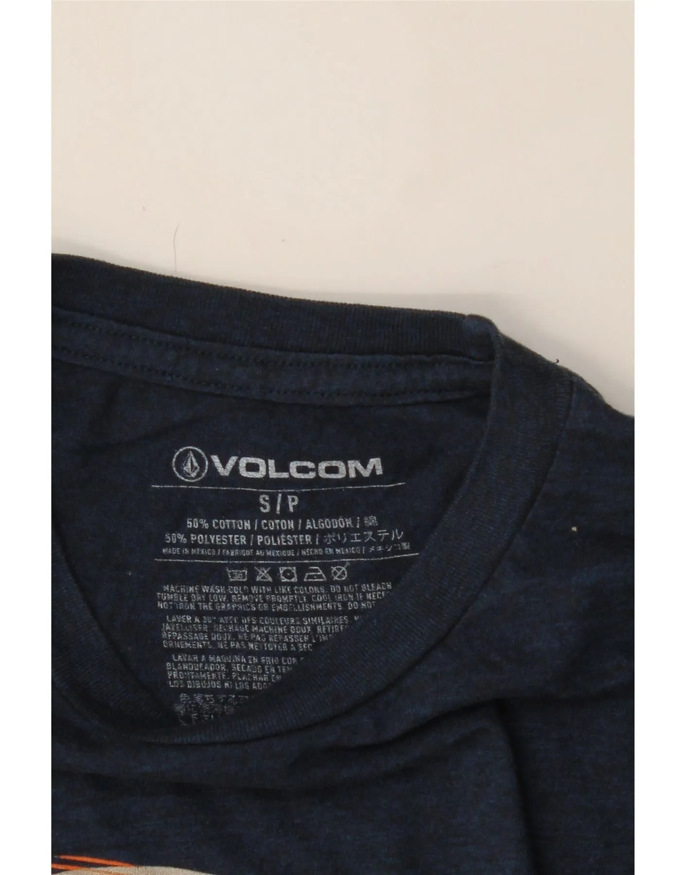 VOLCOM Mens Oversized Graphic T-Shirt Top Small Navy Blue Cotton