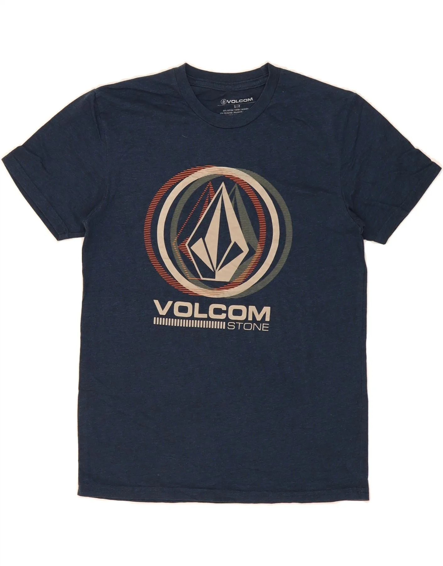 VOLCOM Mens Oversized Graphic T-Shirt Top Small Navy Blue Cotton