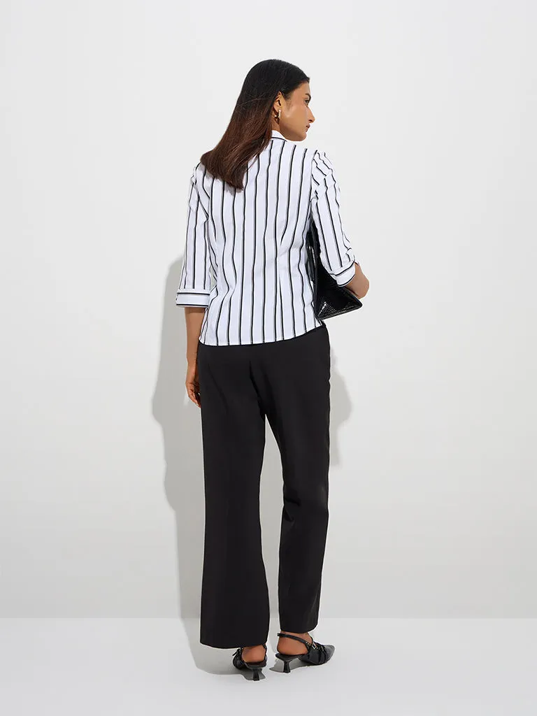 Wardrobe White Stripe Printed Shirt