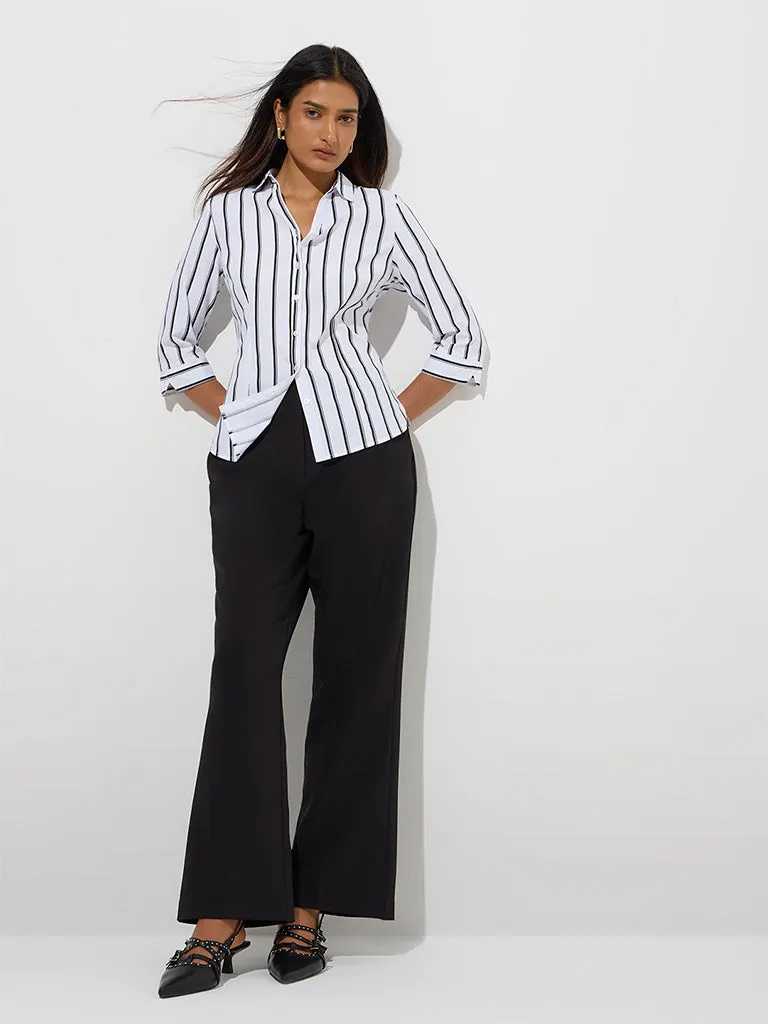Wardrobe White Stripe Printed Shirt