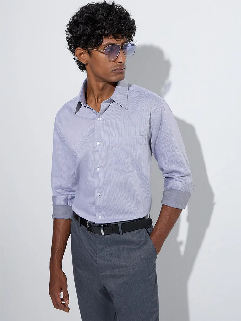 WES Formals Grey Slim-Fit Cotton Shirt