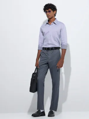 WES Formals Grey Slim-Fit Cotton Shirt