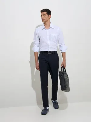 WES Formals White Checkered Slim-Fit Cotton Shirt