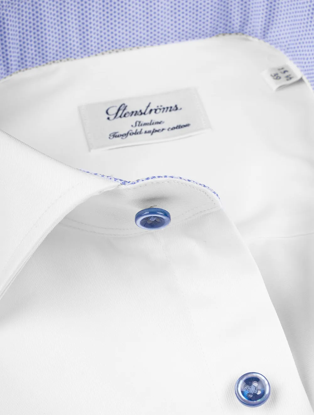 White Plain Contrast Button With Inlay Slim Fit Shirt