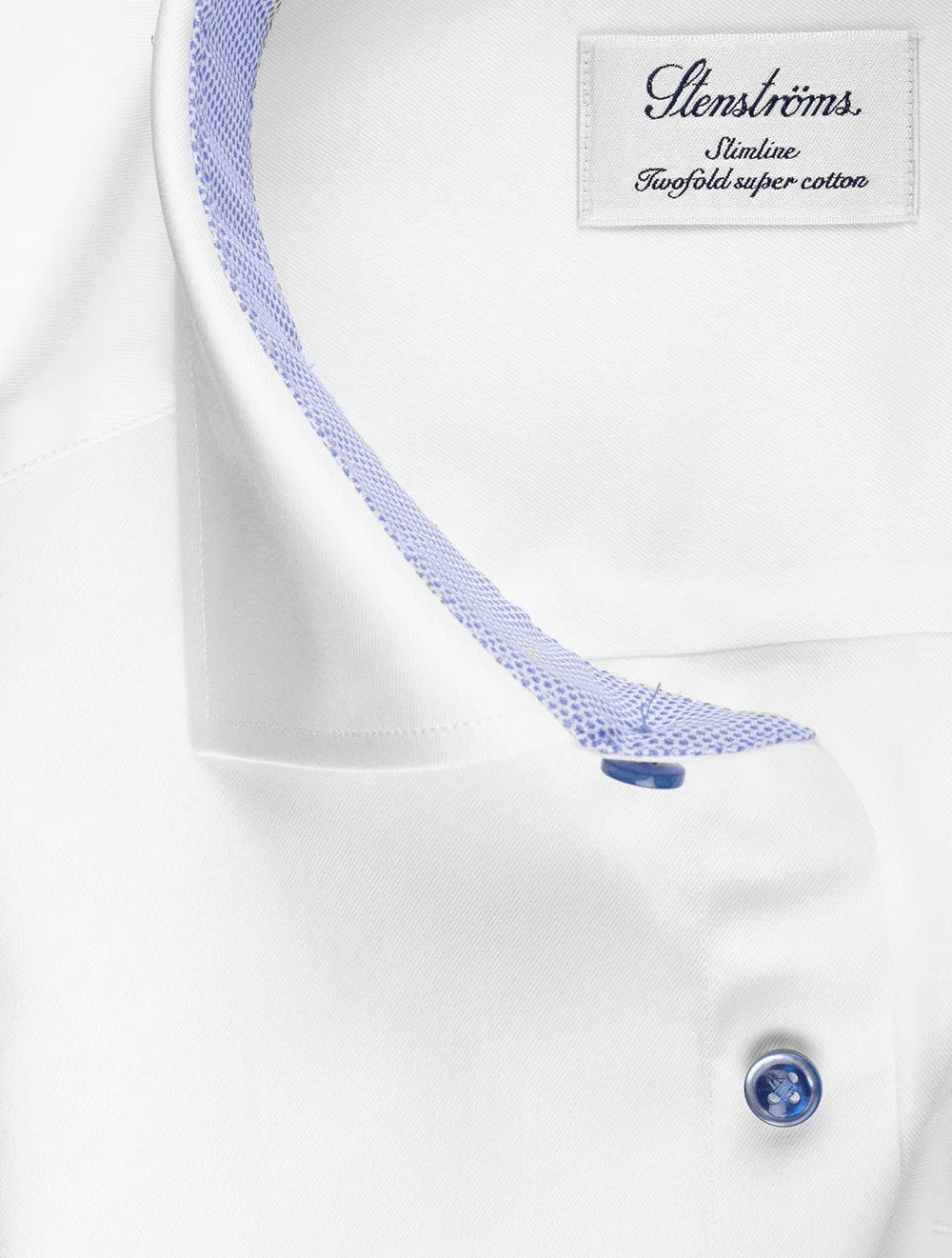 White Plain Contrast Button With Inlay Slim Fit Shirt