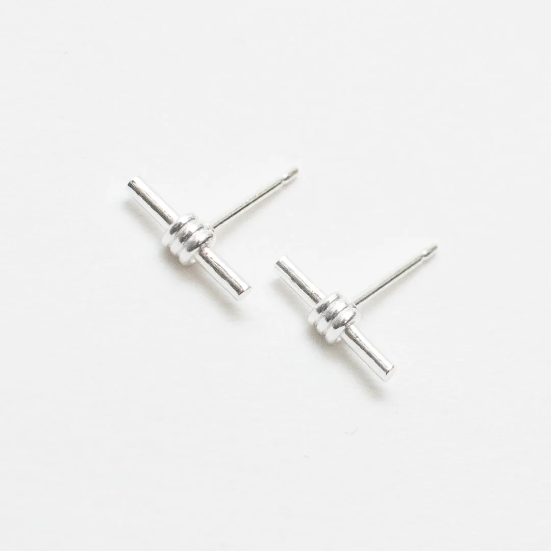 Wrapped Bar Silver Studs