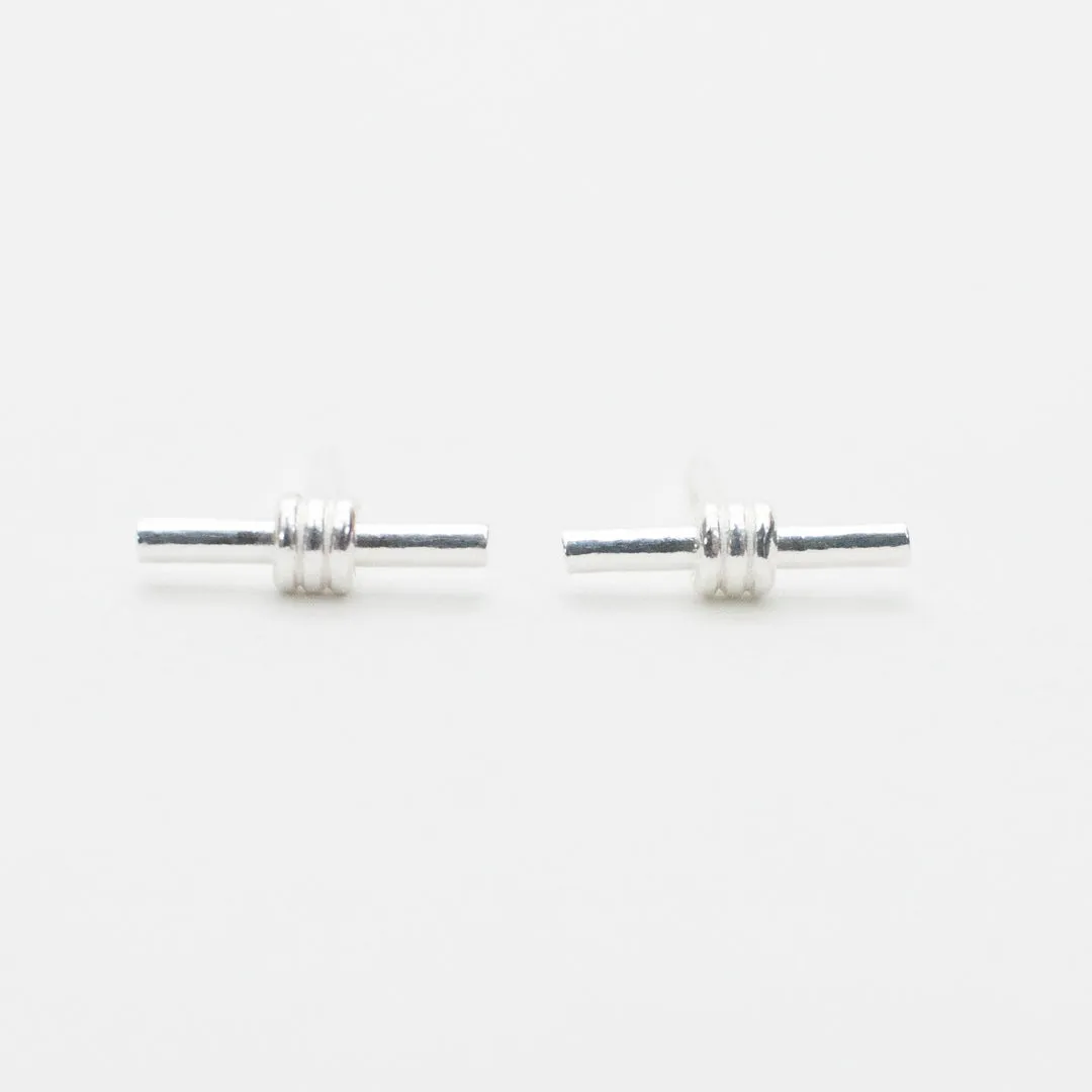 Wrapped Bar Silver Studs