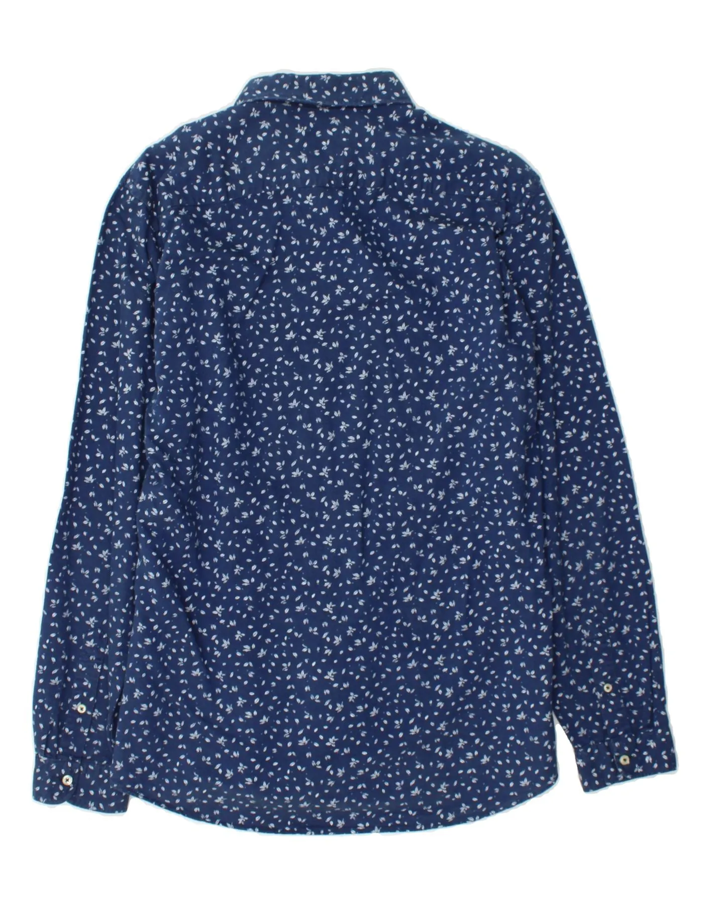 ZARA Mens Relaxed Fit Shirt Large Navy Blue Floral Cotton