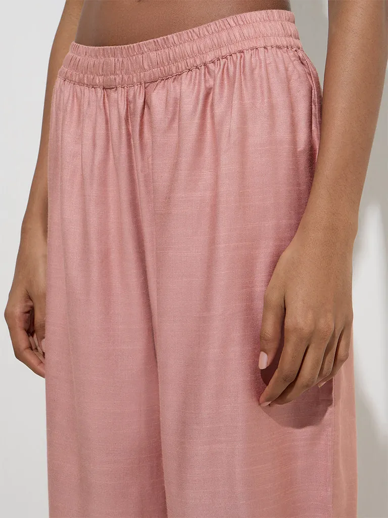 Zuba Dusty Pink Solid Palazzos