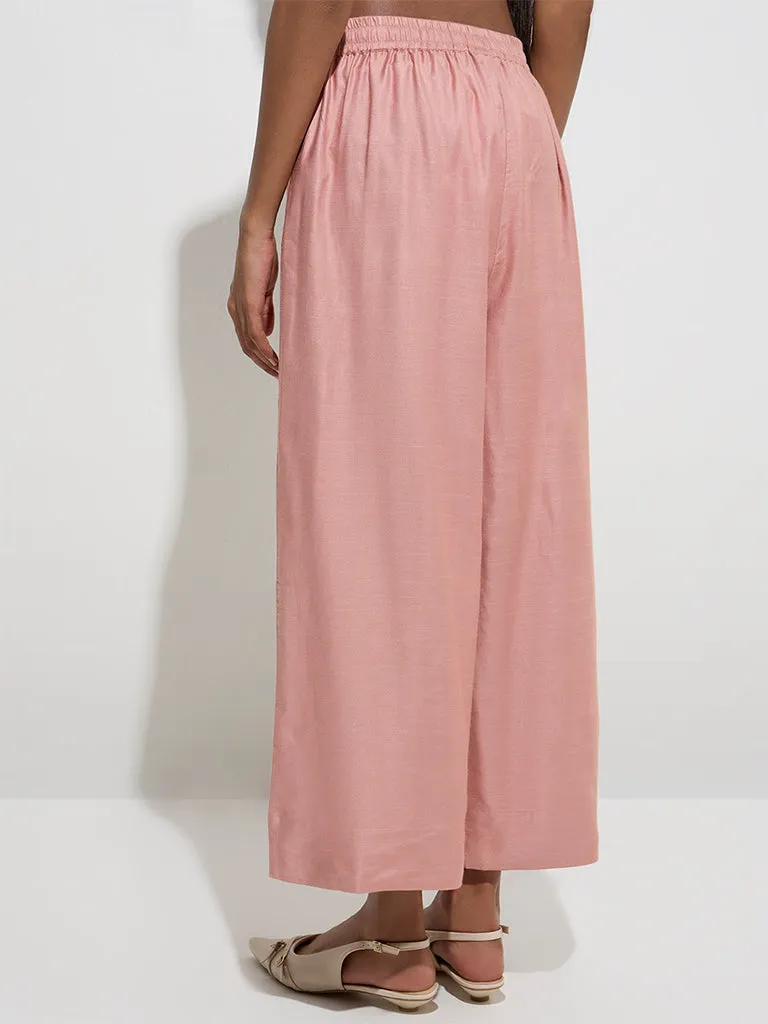 Zuba Dusty Pink Solid Palazzos