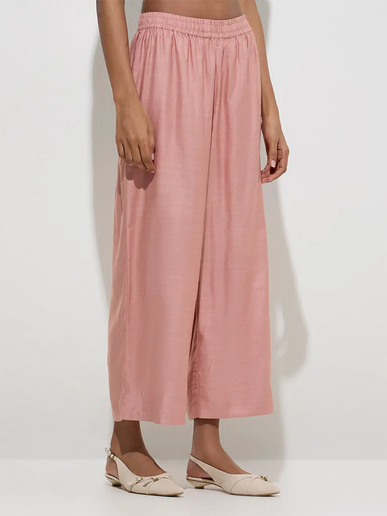 Zuba Dusty Pink Solid Palazzos